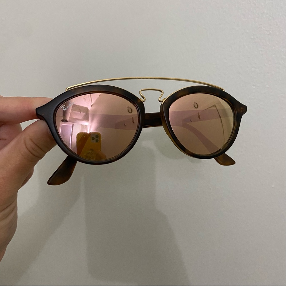 Ray-Ban Brown Sunglasses with Gold Bridge